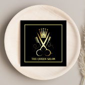 Professionele Zwart & Gouden Schaar Kapper Vierkante Visitekaartje