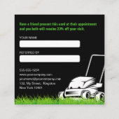 Professionele Zwart Groen Lawn Care & Landscaping Aanbevelingskaartje (Achterkant)