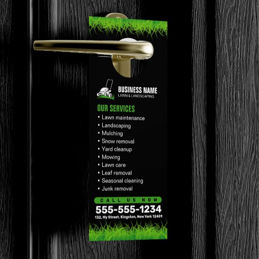 Professionele Zwart Groen Lawn Care & Landscaping Deurhanger