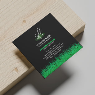 Professionele Zwart Groen Lawn Care & Landscaping Vierkante Visitekaartje