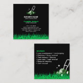 Professionele Zwart Groen Lawn Care & Landscaping Vierkante Visitekaartje (Voorkant / Achterkant)