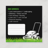 Professionele Zwart Groen Lawn Care & Landscaping Vierkante Visitekaartje (Achterkant)