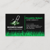 Professionele Zwart Groen Lawn Care & Landscaping Visitekaartje (Voorkant)