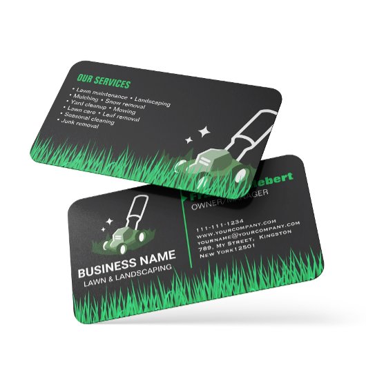 Professionele Zwart Groen Lawn Care & Landscaping Visitekaartje