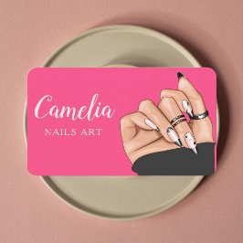 Professionele Zwart Roze Nail Art Salon QR Code Visitekaartje