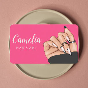 Professionele Zwart Roze Nail Art Salon QR Code Visitekaartje