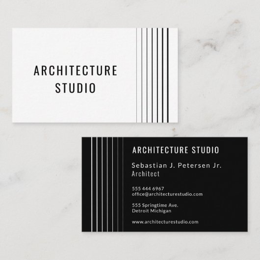 Professionele zwart-wit architect moderne ontwerpe visitekaartje (Voorkant / Achterkant)