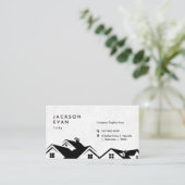 Professionele zwart-wit dakbedekking constructie visitekaartje (Staand voorkant)