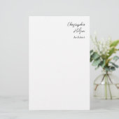 Professionele Zwart Wit Eenvoudige Architect Briefpapier (Staand voorkant)