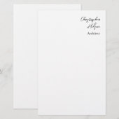 Professionele Zwart Wit Eenvoudige Architect Briefpapier (Voorkant / Achterkant)