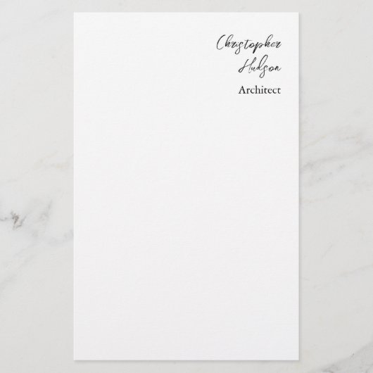 Professionele Zwart Wit Eenvoudige Architect Briefpapier (Voorkant)