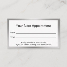 Professionele Zwart Wit en Zilver Doctor Kantoor Afsprakenkaartje