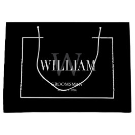Professionele Zwart & wit Groomsmen Minimalist Groot Cadeauzakje