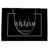 Professionele Zwart & wit Groomsmen Minimalist Groot Cadeauzakje (Achterkant)