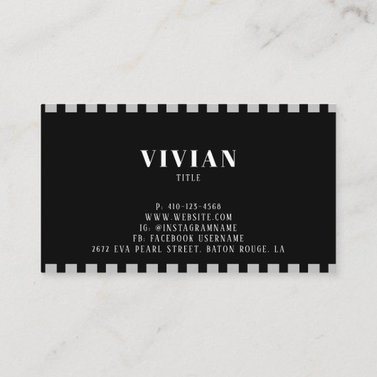 Professionele Zwart-Wit Klassieke Lijn QR code Visitekaartje (Achterkant)