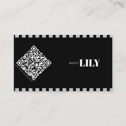 Professionele Zwart-Wit Klassieke Lijn QR code Visitekaartje (Voorkant)
