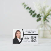 Professionele zwart-wit logo QR-code foto Visitekaartje (Staand voorkant)