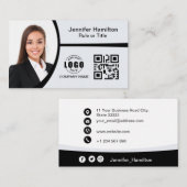 Professionele zwart-wit logo QR-code foto Visitekaartje (Voorkant / Achterkant)