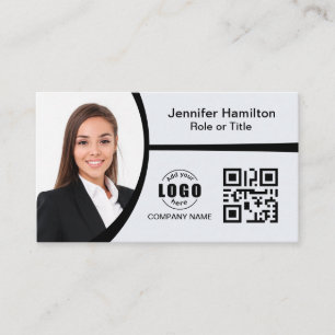 Professionele zwart-wit logo QR-code foto Visitekaartje