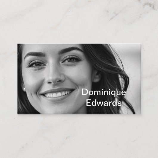 Professionele Zwart Wit Moderne Foto Sociale Media Visitekaartje (Voorkant)