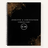 Professionele zwart-wit monogram Initiaal notebook Notitieboek (Voorkant)