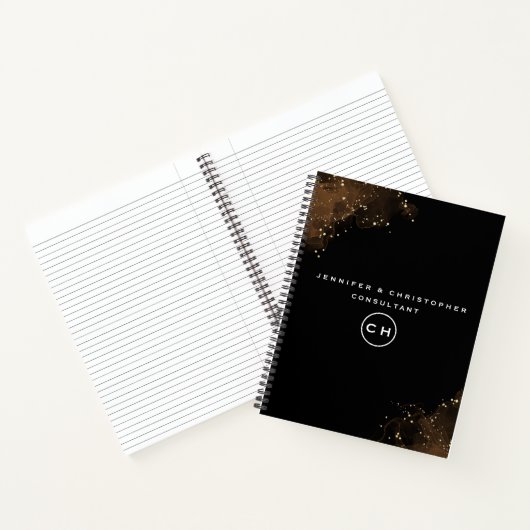 Professionele zwart-wit monogram Initiaal notebook Notitieboek (Binnen)