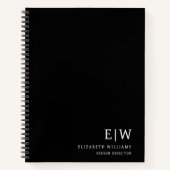Professionele Zwart-Wit Monogram Initiaal Notitieboek (Voorkant)