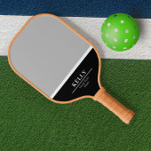 Professionele Zwart-wit Monogram Naam Pickleball Paddle