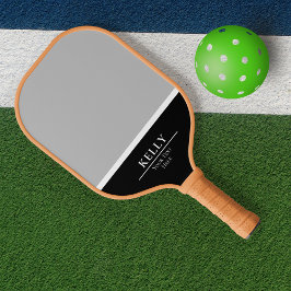 Professionele Zwart-wit Monogram Naam Pickleball Paddle