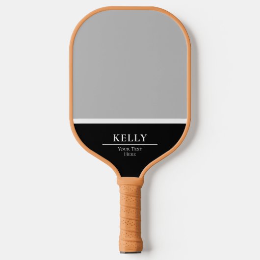 Professionele Zwart-wit Monogram Naam Pickleball Paddle (Voorkant)