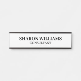 Professionele Zwart-Wit Naam Titel Medewerker Deurbordje