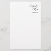 Professionele Zwart Wit Plain Architect Briefpapier (Voorkant)