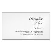 Professionele Zwart Wit Plain Architect Magnetisch Visitekaartje (Voorkant)