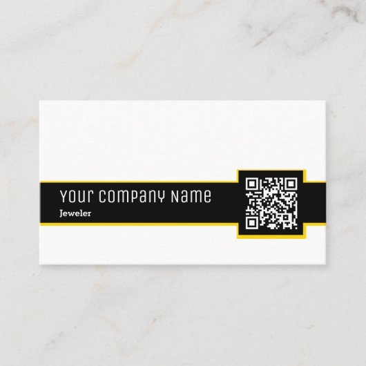 Professionele zwart-wit QR Code Juwelier Visitekaartje (Voorkant)