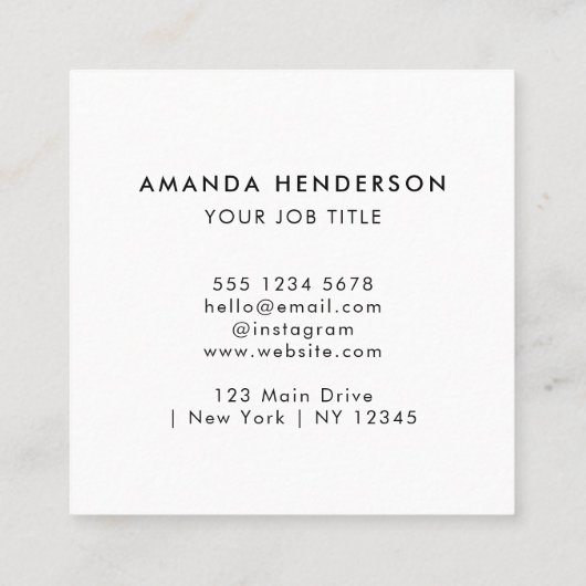 Professionele zwart-wit scanbare QR-code Vierkante Visitekaartje (Achterkant)