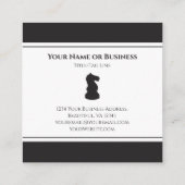 Professionele Zwart-Wit Schaakstuk Ridder Vierkante Visitekaartje (Achterkant)