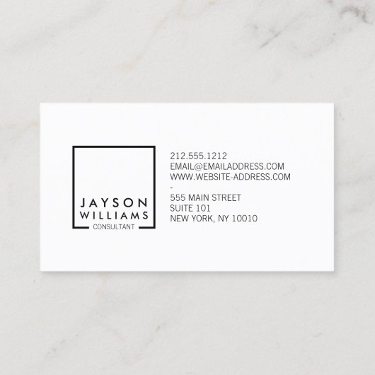 Professionele zwart-wit vierkante Logo I Visitekaartje (Achterkant)