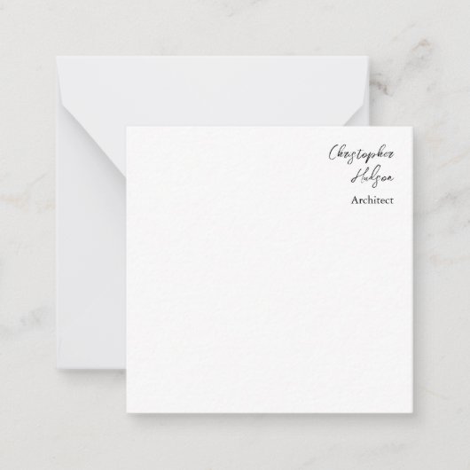 Professionele zwart wit vlakke architect dik notitiekaartje (Voorkant)