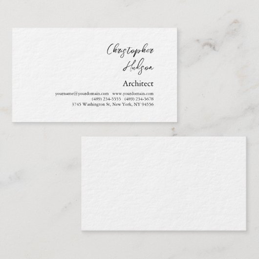Professionele zwart wit vlakke architect dik visitekaartje (Voorkant / Achterkant)
