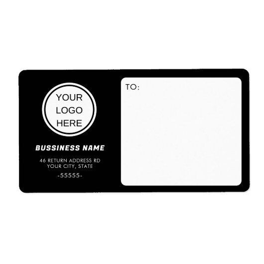 Professionele Zwart Wit Zakelijke Logo Verzending Etiket (Voorkant)