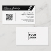 Professionele zwart-witbedrijfs Logo QR-code Visitekaartje (Voorkant / Achterkant)