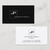 Professionele zwart-witte Sjabloon monogram Visitekaartje (Voorkant / Achterkant)