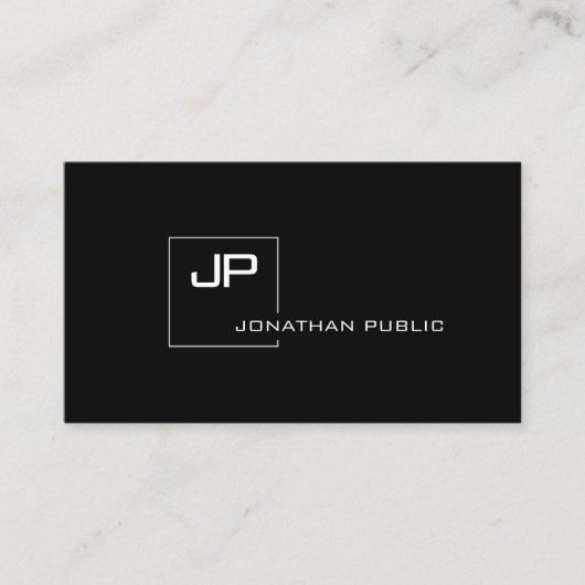Professionele zwart-witte Sjabloon monogram Visitekaartje (Voorkant)