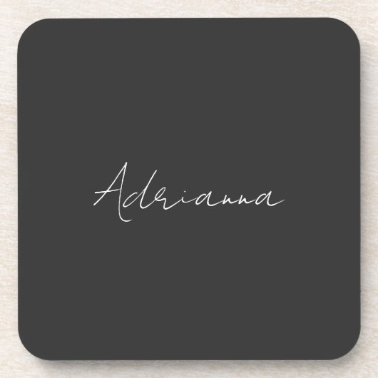 Professionele zwarte add jouw naam handschriftherf bier onderzetter (Voorkant)