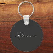 Professionele zwarte add jouw naam handschriftherf sleutelhanger (Voorkant)