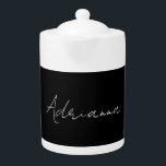 Professionele zwarte add jouw naam handschriftherf theepot<br><div class="desc">Deze sjabloon kan worden aangepast aan alle persoonlijke beroepen.</div>