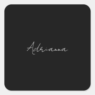 Professionele zwarte add jouw naam handschriftherf vierkante sticker