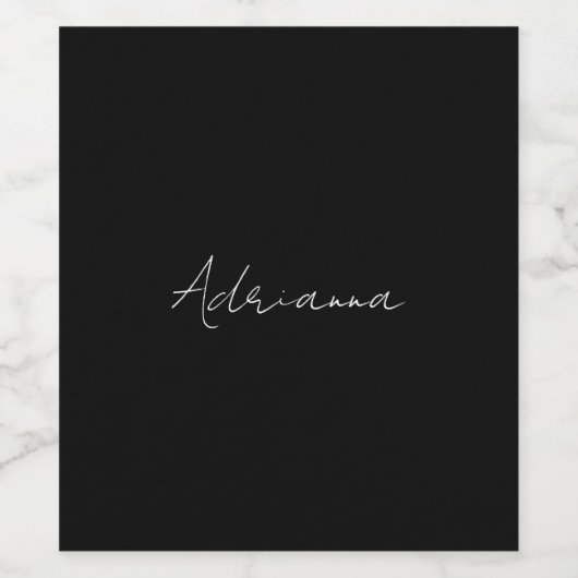 Professionele zwarte add jouw naam handschriftherf wijn etiket (Enkel label)