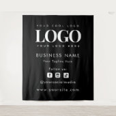Professionele zwarte add Logo sociale media achter Wandkleed (Voorkant)