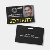 Professionele, zwarte beveiligings-ID foto Badge (Voor- en achterkant)